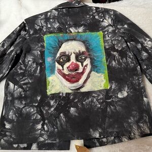 Empyre Gray and Black Tie-Dye Jacket with custom Clown painting